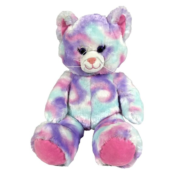 Build-A-Bear Cat Kitty 16" Plush with Pastel Tie-Dye Swirl Pink  BAB - Picture 1 of 9